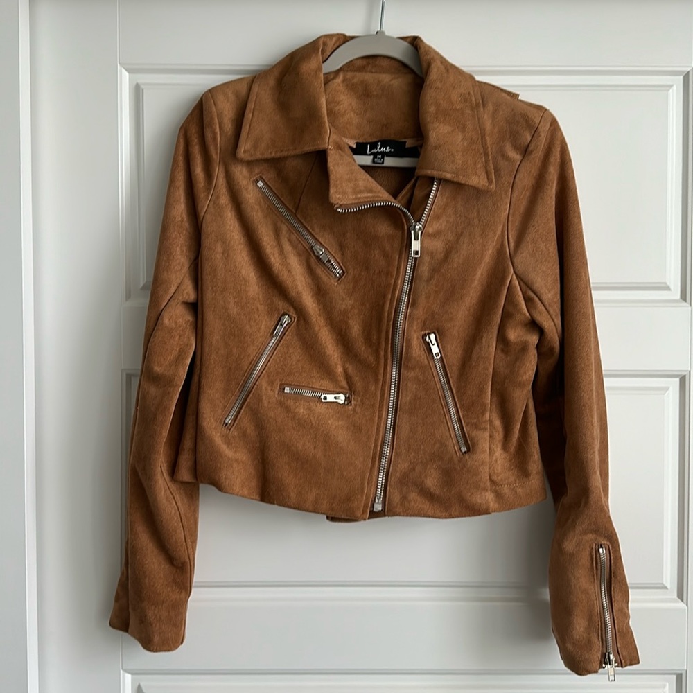 Faux suede moto jacket